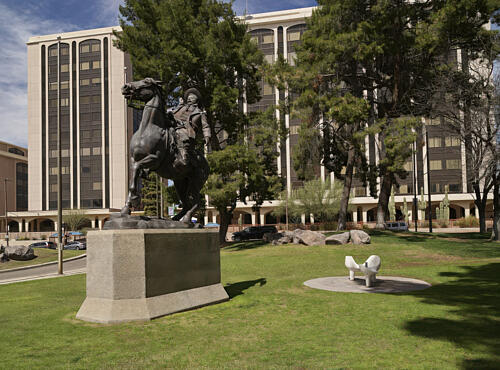 Bronze Statue of Pancho Villa Within Veinte de Agosto Park in Tucson, Arizona Art Print