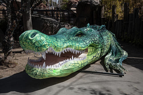 Realistic-Looking Alligator Sculpture at the Reid Park Zoo in Tucson, Arizona Art Print