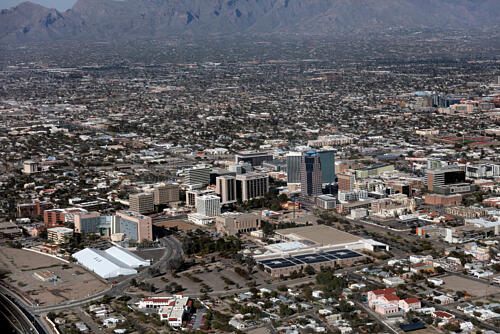 Tucson, Arizona, Area, with a View of the Citys Low Skyline and Downtown Area I Art Print