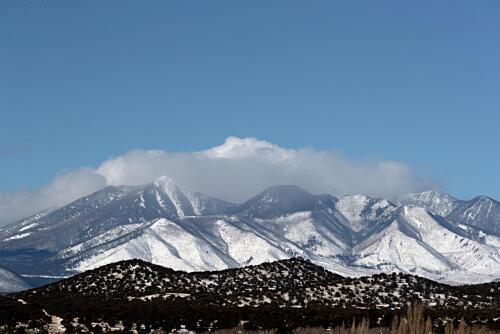 Snow Covers the San Francisco Mountain Range Outside Winona, Arizona Art Print