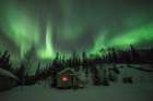 Aurora Borealis over the Cabin Art Print