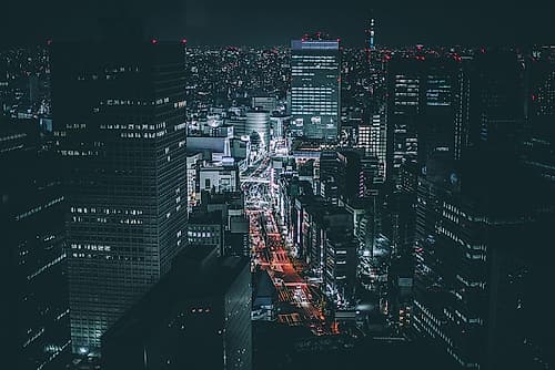 Cityscape Night View of Tokyo, Japan Photography Print