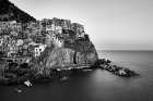 Italian Coastal Town BW Art Print