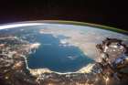The Caspian Sea Viewed from Space in 2015 Art Print