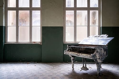 Green Piano Art Print
