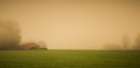 Red Barn in the Fog Art Print