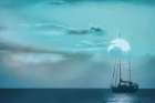 Sunset Sailboat Coastal Print