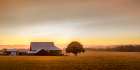 Red Barn at Sundown Art Print