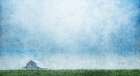 Blue Barn Down a Country Road Art Print