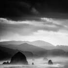 Misty Tide Black And White Art Print