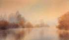 Misty Autumn Pond Art Print