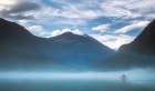 Paddling Into the Mist Art Print