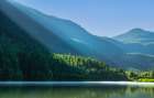 Morning Rays Streak Across the Mountainside I Art Print