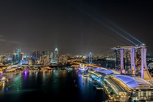 Singapore Skyline Lights Photography Print