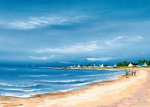 Promenade sur la baie Art Print