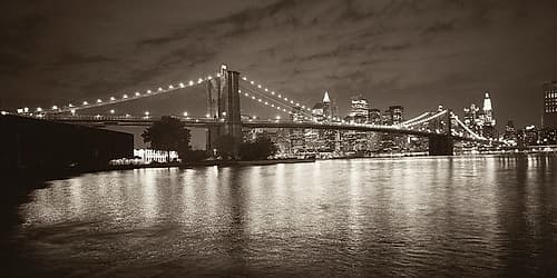 Brooklyn Bridge at Night Streets Print