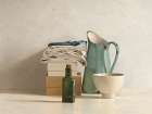 Two Boxes-Cloths-Bottle-Jug and Bowl Art Print