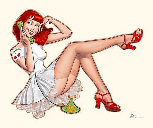 Cathy au telephone Art Print