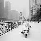 Chicago River Promenade in Winter Art Print