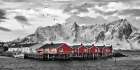Lofoten Nahe Reine mit roten Hutten Art Print