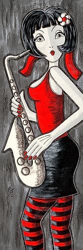 Brune au saxophone Humourous Print