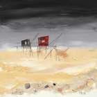 Peche dans l estuaire Art Print